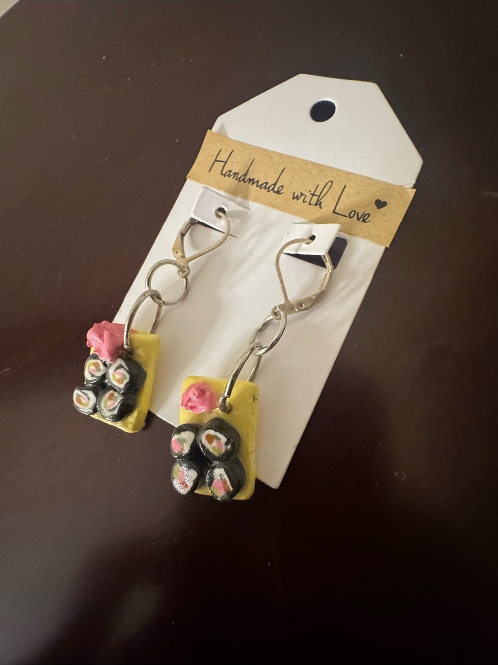 Handmade Yellow Sushi Charm Dangle Hair Clips